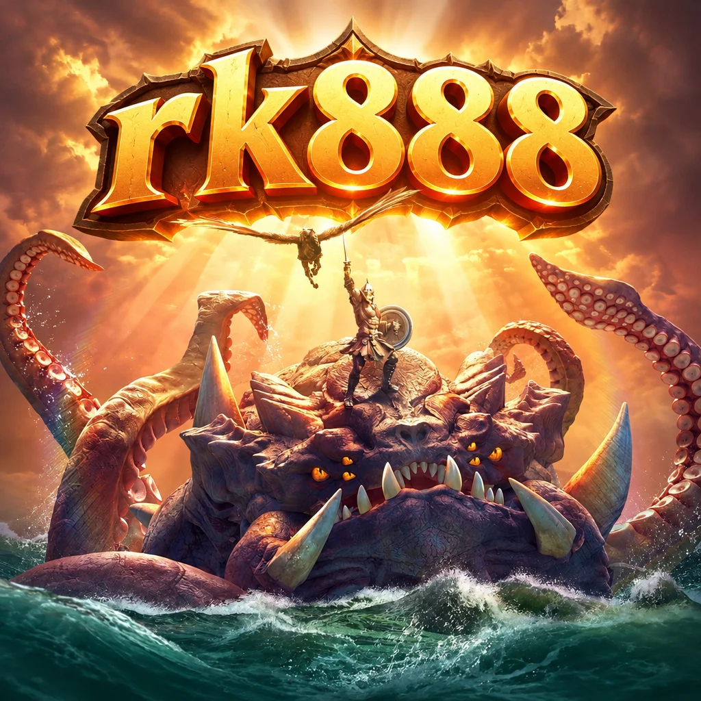 rk888 Legend of Perseus menampilkan pahlawan mitologi Yunani bersenjata pedang menghadapi monster laut Kraken